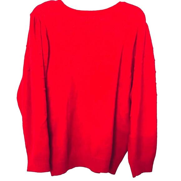 CROFT & BARROW LONG SLEEVE PULL-OVER ROUND NECK SWEATER, WOMENS, 0X (14W), RED - Picture 4 of 12